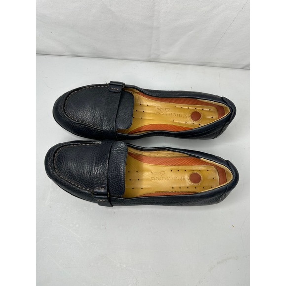 Clarks Structured Navy Leather Loafer Flats Women's Size 9M - Picture 5 of 7